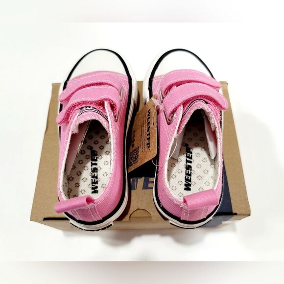 NWT Weestep Toddler Adjustable Velcro Double Strap Pink Canvas Sneakers Shoes, 5 - Picture 4 of 8